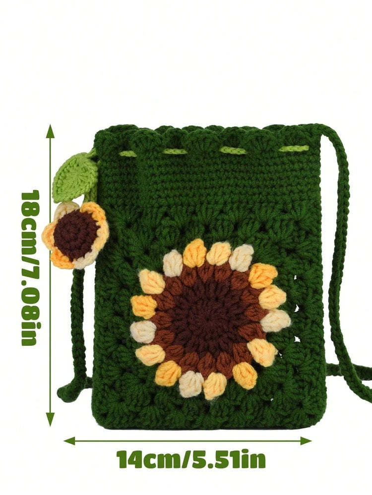 DIY Crochet Sunflower Crossbody Bag Kit 🌼🧶 (Green)