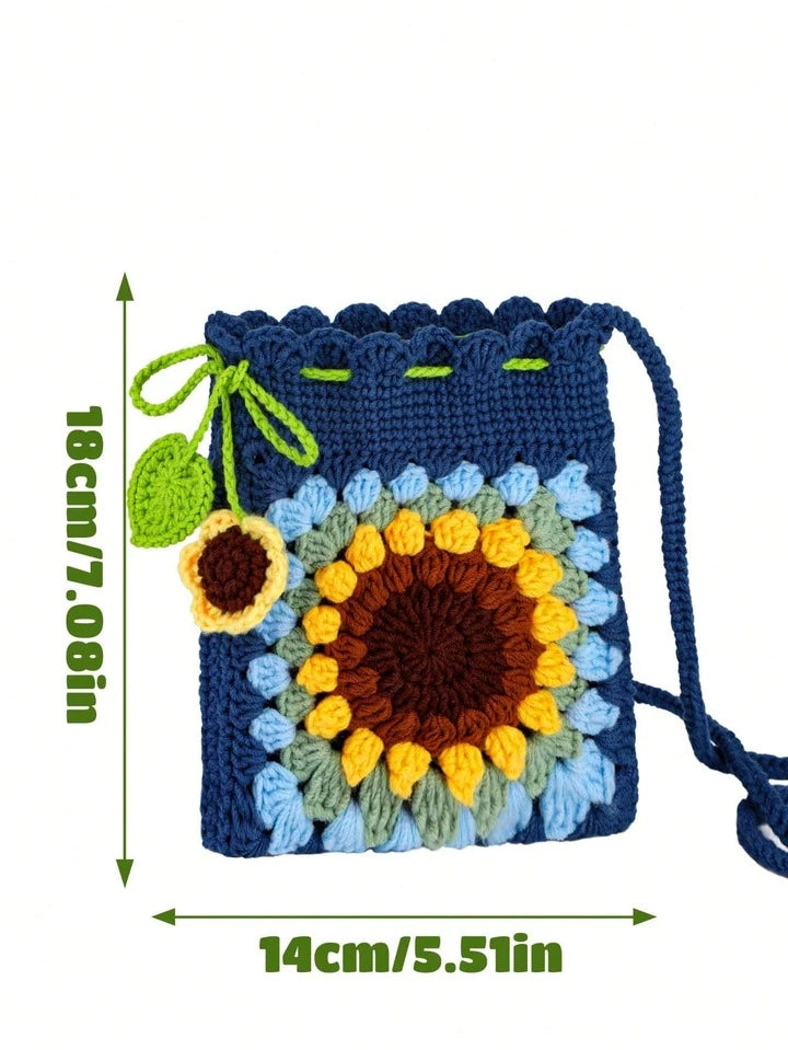🔵 Navy Blue Sunflower Bag