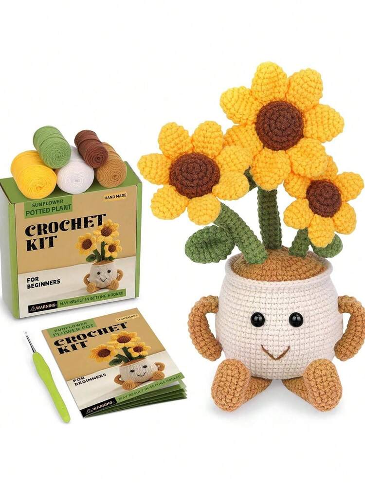🌻 Sunflower Pot Crochet DIY Kit