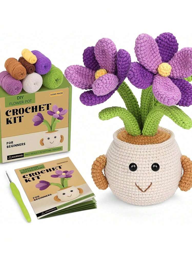 🌸 Saffron Pot Plant Crochet DIY Kit