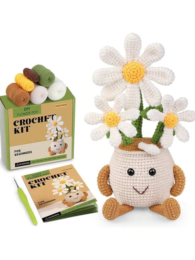 🌼 Daisy Pot Plant Crochet DIY Kit