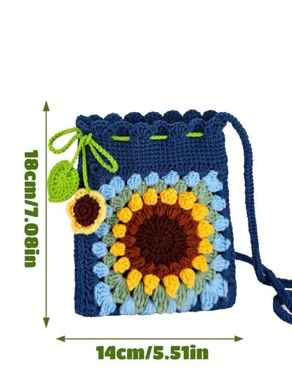 🔵 Navy Blue Sunflower Bag