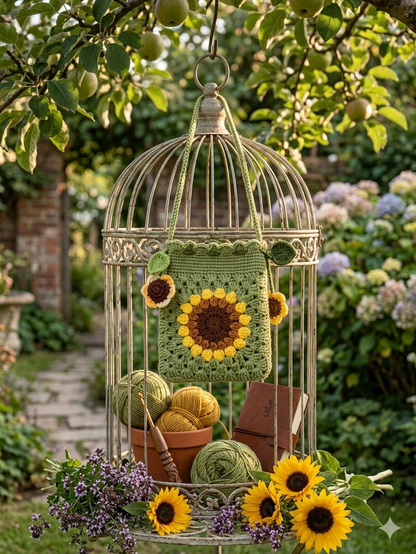 🍂 Autumn Green Sunflower Bag